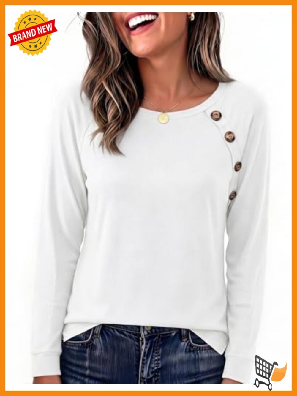 Womens Long Sleeve Tunic Top Casual Blouse Button Decor Split Hem